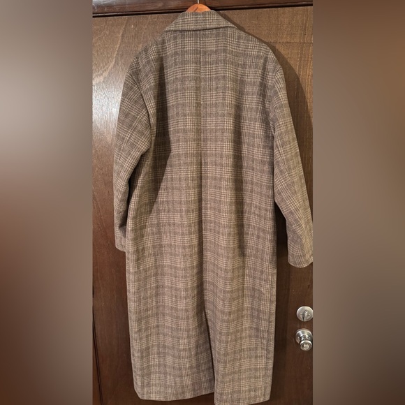 Men’s long plaid soft touch overcoat size large - Picture 5 of 5